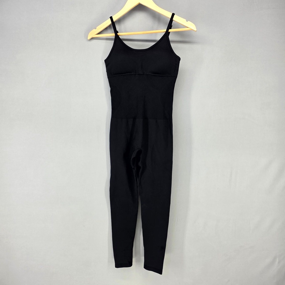GOQQ Jumpsuit Womens S Black Seamless‎ Ribbed Activewear Yoga Bodysuit Bodysuit